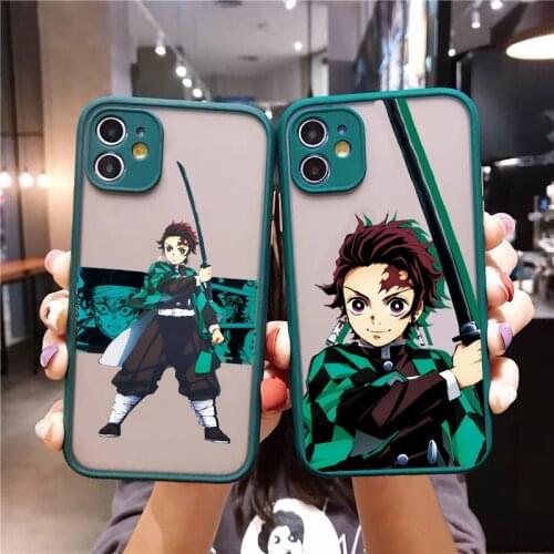 Japan Manga Kimetsu No Yaiba Demon Slayer Phone Case For iPhone 11 Pro X XS Max 7 8 Plus 12 Mini Xr SE2 Cute Anime Cartoon Cover