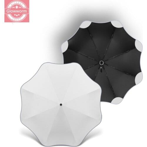 Round corner automatic umbrella folding sun umbrella female sunshade, sun protection, UV protection, both sunny and rainy