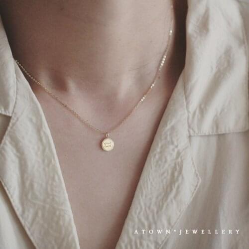 S925 Sterling Silver Lucky Small Coin Pendant Necklace For Women Custom Unique Design Goodluck Fine Jewelry Female New Fashion