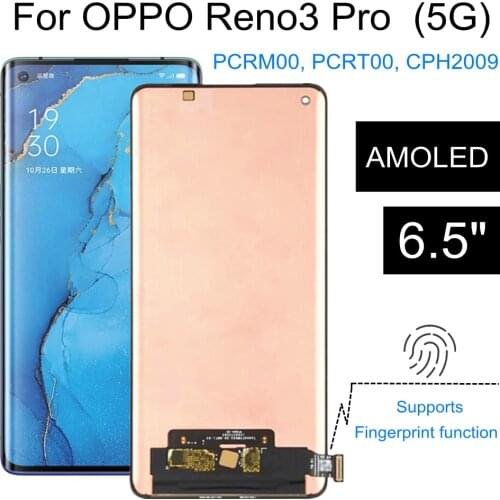 6.5" AMOLED For Oppo Reno3 Pro LCD Display Touch Screen Digitizer Assembly For Reno 3 Pro CPH2009 PCRM00 LCD