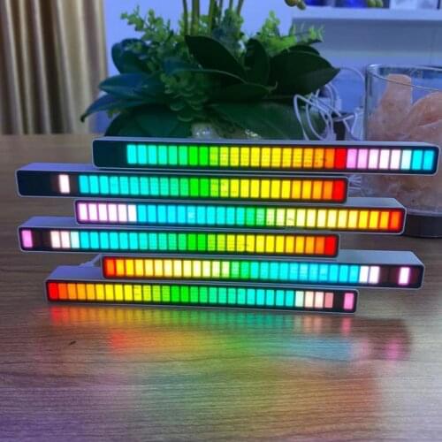 Voice-Activated Pickup Rhythm Light Colorful Sound Control Ambient Light Desktop LED Light for Car Home Decorative Light J2Y