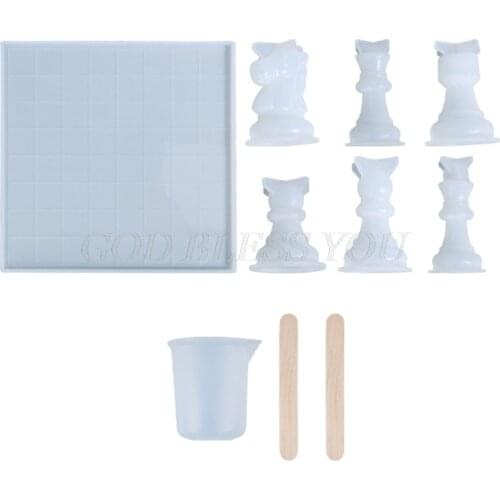 1 Set 3D Chess Pieces Crystal Epoxy Resin Mold Handmade Chessborad Casting Silicone Mould Drop Shipping