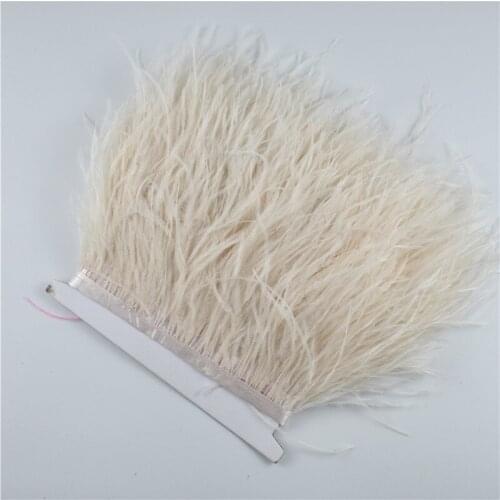1Meters Skin Pink Natural Ostrich Feathers Trim Width 10-15cm Ostrich Feather Ribbon Fringe Trims Clothing Carnaval Assesoires