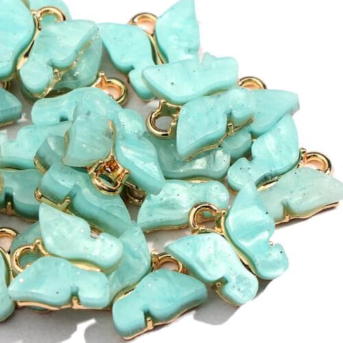 10Pcs/set Cute Gold Color Acrylic Butterfly Jewelry Accessories Trendy New Charm Jewelry for Making DIY Earrings Necklaces