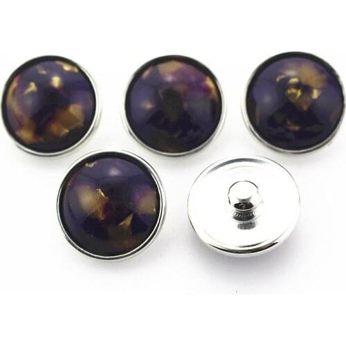 Hot selling 10pcs Dark Purple Resin Shell Natural Stone Snap Buttons 18mm Ginger Snap Bracelet&Bangles DIY Snap Jewelry Charm