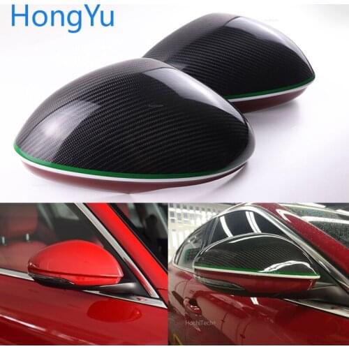 100% genuine carbon fiber mirror cover carbon fiber side mirror cover cover shape For Alfa Romeo Stelvio 2016 2017 2018 2019