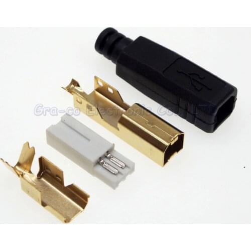 20set 4 in 1 gold-plated USB 2.0 Type B Male Plug With Gum Cover Shell