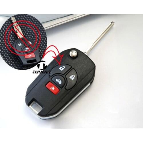 3+1 Buttons Modified Flip Folding Remote Key Shell For Nissan 4 Buttons Key Case