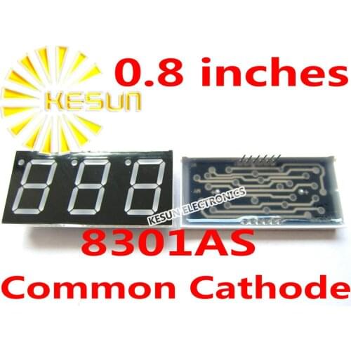 50PCS x 0.8 inches Red Common Cathode/Anode 3 Digital Tube 8301AS 8301BS LED Display Module