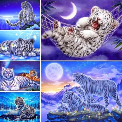 5D DIY Diamond Painting Animal Tiger Landscape Cross Stitch Full Drill Square Diamond Embroidery Mosaic Art Picture Home Decor