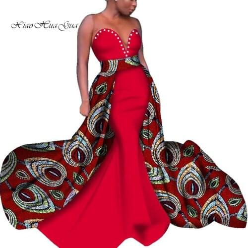 2019 african party dresses for women bazin rich strapless ladies african dashiki long floor length dresses clothing wy4087