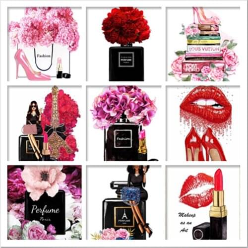 Diamond Painting Full Square/Round Perfume Lipstick High Heels Fashion Art Deco 5D Mosaic DIY Diamond Embroidery