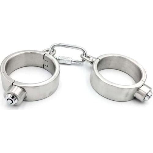 Hand Lockable Wriest Restraints Bondage Cuffs Stainless Steel Metal Handcuffs For Sex Adult Games BDSM Torture Slave Fetish