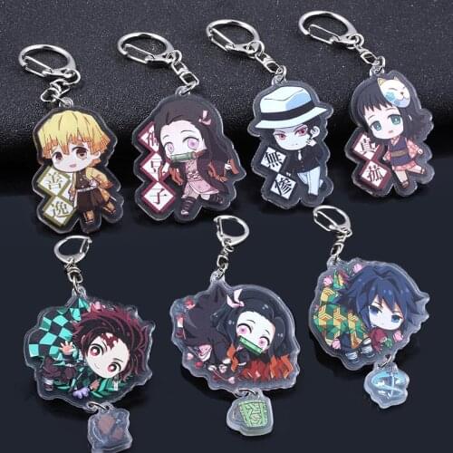 Anime Acrylic Keychains Demon Slayer:Kimetsu no Yaiba Keyring Two sided Cosplay Key Chain For Fans Best Keyring Jewelry Gift