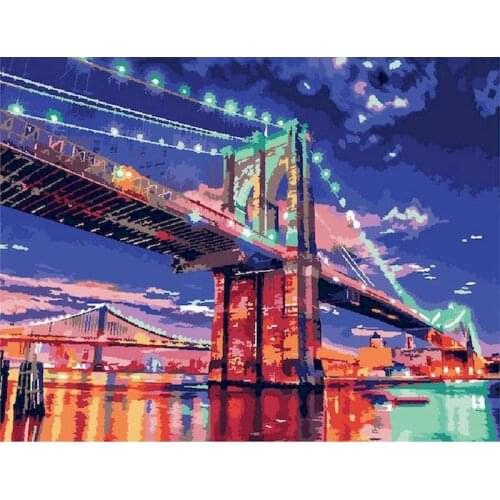 GATYZTORY Frame Diy Painting By Numbers Viaduct Light Paint By Number Landscape Handpainted Gift Wall Decor Frame Artwork