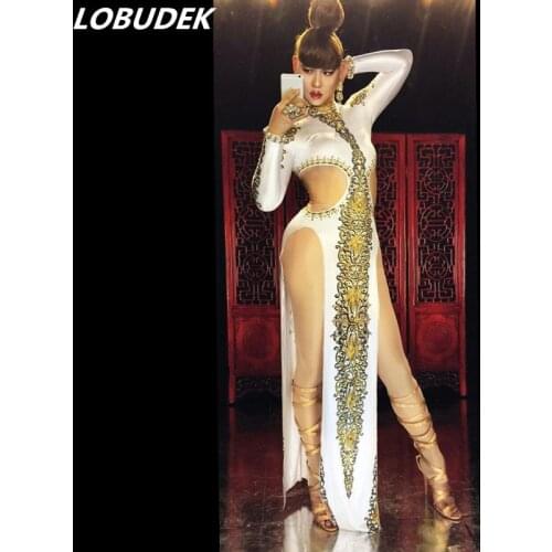 Prom Stage costume female singer Bar DJ DS performance dress sexy long dress Celebration Party show Costumes stage star