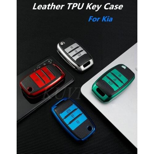 Leather TPU Folding Key Case Cover For Kia Rio 3 K2 Ceed Cerato K3 Sportage 4 Picanto K5 Optima Sorento Forte Stinger 2017 2018