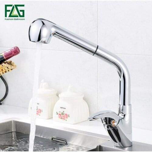 FLG Kitchen Faucet Pull Out With Spray Kitchen Tap Torneira Cozinha Sink Single Handle Deck Mounted 360 Rotation Tap