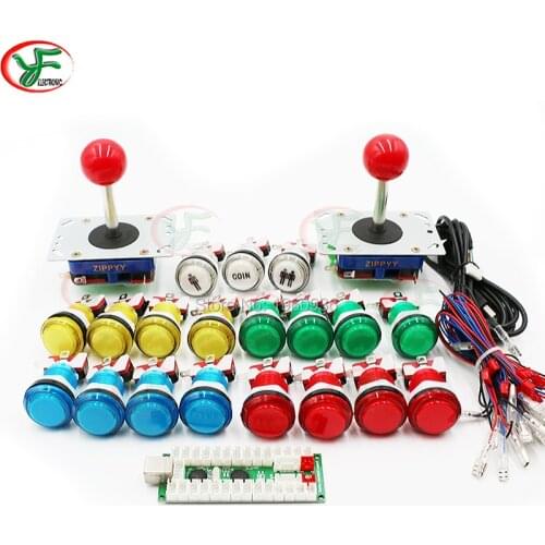 MAME Arcade Joystick DIY Kits Zero delay USB LED Encoder To PC Long shaft Joystick Controller LED Illuminated Push Button