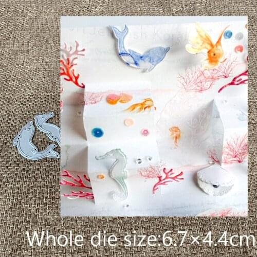 XLDesign Craft Metal Cutting Die cut dies 2pcs cute Dolphin hippocampus scrapbooking Album Paper Card Craft Embossing die cuts