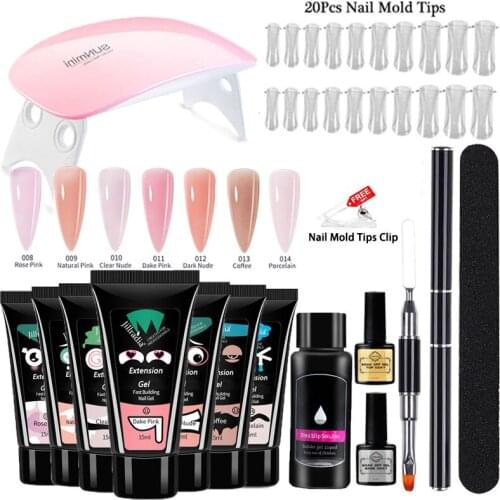 Poly Extension Gel Kit UV LED Nail Extension Gel Slip Solution Quick Builder Acrylc Gel Polish Finger Extending Nail Art DIY Set