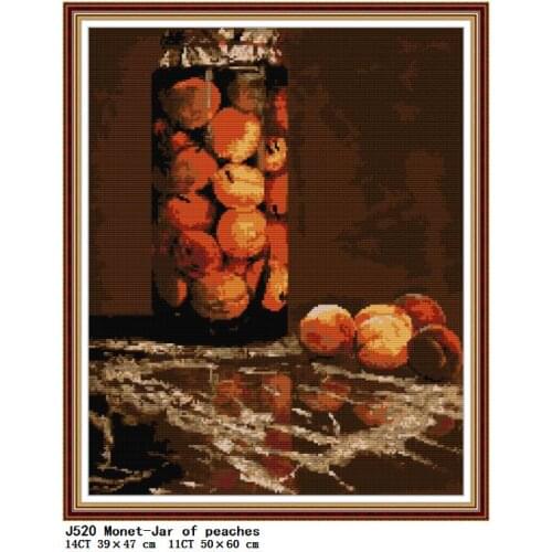 Jar of peaches Cross stitch kit DIY still life pattern embroidery kit 14CT 11CT needlework sewing kit Home decoration painting