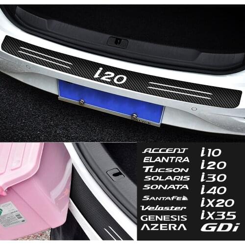 1PCS Car Rear Bumper Trunk Stickers Carbon Fiber Film Decor For hyundai Accent Elantra Tucson Solaris Azera GDI i10 i20 i30