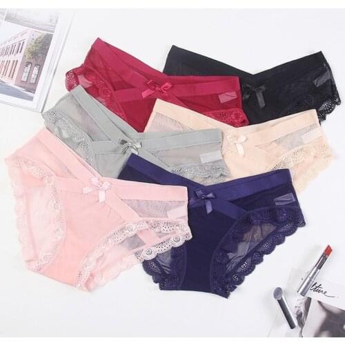 Small fresh soft bubble breathable cotton crotch womens underwear rose bow candy girls underwear