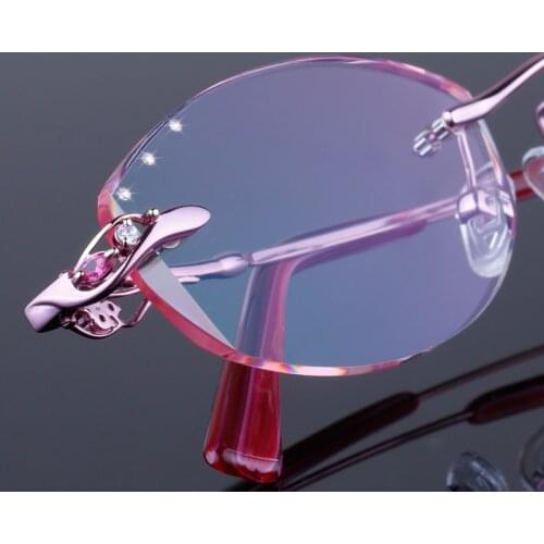 Rimless eyeglasses diamond trimming eye glasses for women beautiful temperament prescription glasses myopia hyperopia 28