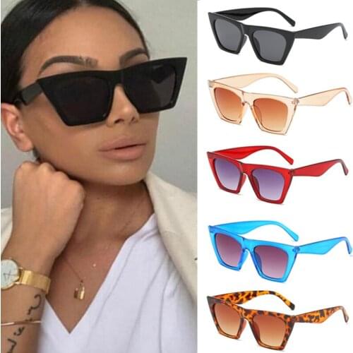 Oversized Square Women Vintage Sunglasses Fashion Wide Frame Cat Eye Cycling Glasses Summer UV400 Female Riding Trendy Eyewear