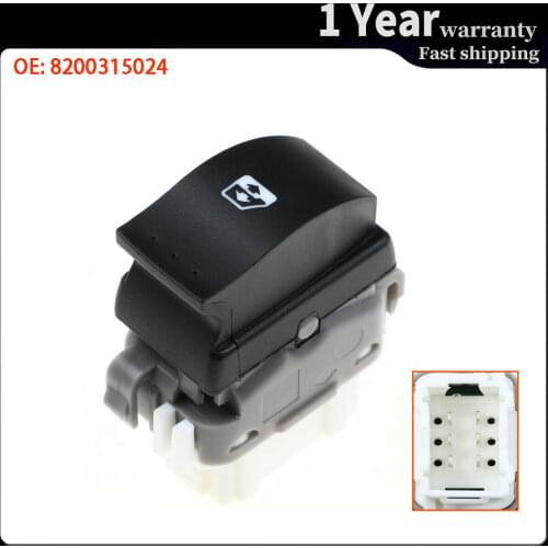 6 Pins Car Window Glass Lifter Switch Button High Quility Auto Parts For Renault Megane Laguna Espace 8200315024 8200476809