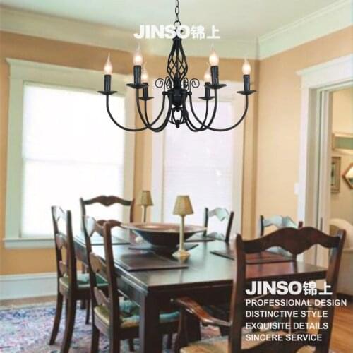 Korean Style Lamparas Suspension Luminaire Romantic Brief Iron Candle Pendant Light Bar luminaria pendente