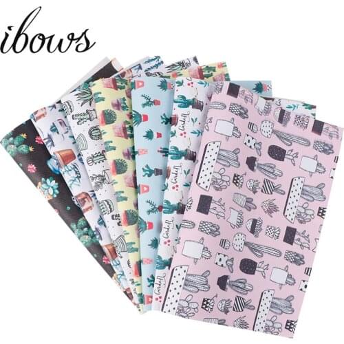 IBOWS 22cm *30cm Synthetic Leather Fabric Sheet Pu Cute Plants Printed Leather For DIY Hair Bows Patchwork Handmade Materials