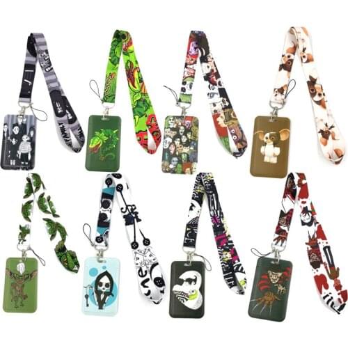 Horror Movie Characters Lanyard Credit Card ID Holder Bag Student Women Travel Card Cover Badge Car Keychain Gifts Accessories