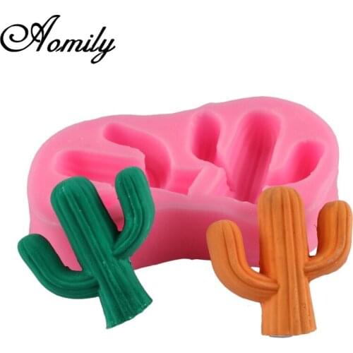 Aomily Double Cactus Succulent Shape Silicone Mold DIY Cookies Fondant Pastry Baking Decoration Tools Chocolate Mould Party