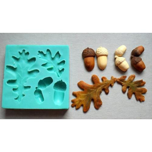 Silicone Mould Forest Acorns Leaves Sugarcraft Cake Decorating Fondant Mold Food Grade for Cake Decorations PRZY 54125
