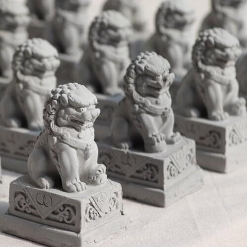 Silicone Chinese Lion Concrete Molds Concrete Candle Molds DIY Desk Decor Cement Concrete Paperweight Molds