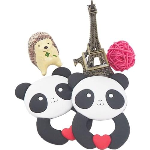 Chenkai 5PCS Silicone Panda Teethers Food Grade Baby Cartoon Pacifier Teething For Baby Nursing Accessories and Gifts BPA Free