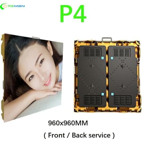 SMD RGB full color P4 led display screen cabinet aluminium slim 960X960mm RGB video led lighting case hanging