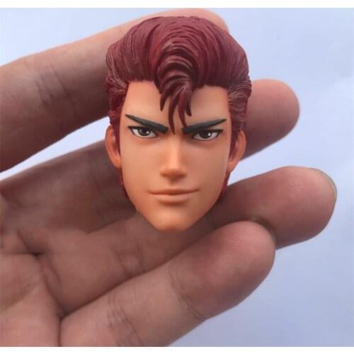 In Stock For Sale 1/6th Shonoku High School Basketball Match YingMu Red Male Head Sculpture For Usual 12inch Doll Action Figures