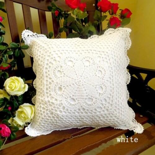 High quality lace yarn hand crocheted knitting pastoral cushion cover