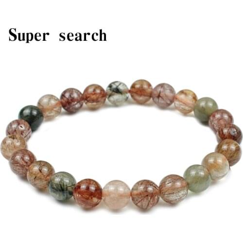 High quality Natural Gemston Red and green Hair Crystal Bracelet Yoga Health Energy Bracelet, Chakra Jewelry for Men and Women