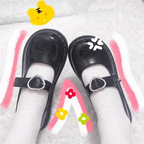 Japanese Lolita Pu Leather Shoes For Female Students Korean Retro Soft Girl Cute Jk Uniform Black Shoes Kawaii Anime Cosplay Cos