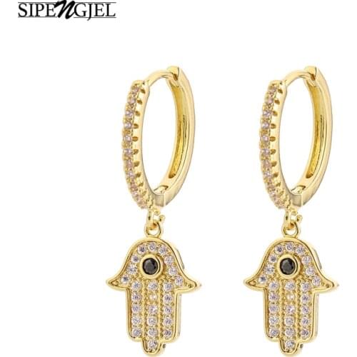 New Fashion Cuibc Zircon Black Eye Earrings Luxury Brand Geometric Exquisite Hand Earrings For Women Jewelry