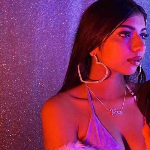 European and American fashion trend large heart-shaped Rhinestone Earrings shiny crystal womens Earrings Jewelry Party gifts