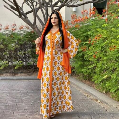 Summer Spring Wide Sleeve Womens Vintage Yellow Long Dress Robe Modest Clothing Dubai Abaya Kaftan Islam Jalabiya Ramadan 2021