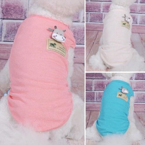 Pet Dogs Sleeveless Vest Ice Silk Knitted Thin Vest with Cute Little Cow Pattern for Spring Summer Pet Costumes, 5 Colors