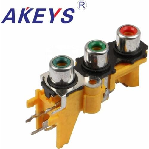10PCS AV3-8.4-13E PCB Mount AV Concentric Outlet 3 RCA Female SOCKET Board