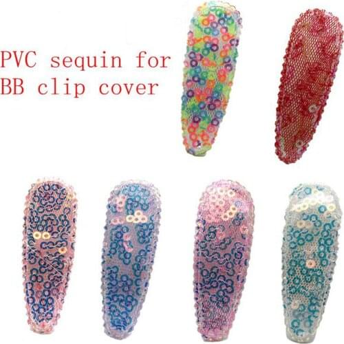 100pcs/lot PVC rainbow sequin BB clip cover patch applique For DIY Clip Headwear Accessories