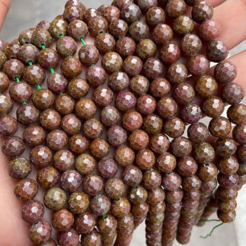 128 Faceted Natural Stone Ruby Beads 8mm Round Loose Spacer Beads 15'' Strand DIY Charm Bracelet For Jewelry Making